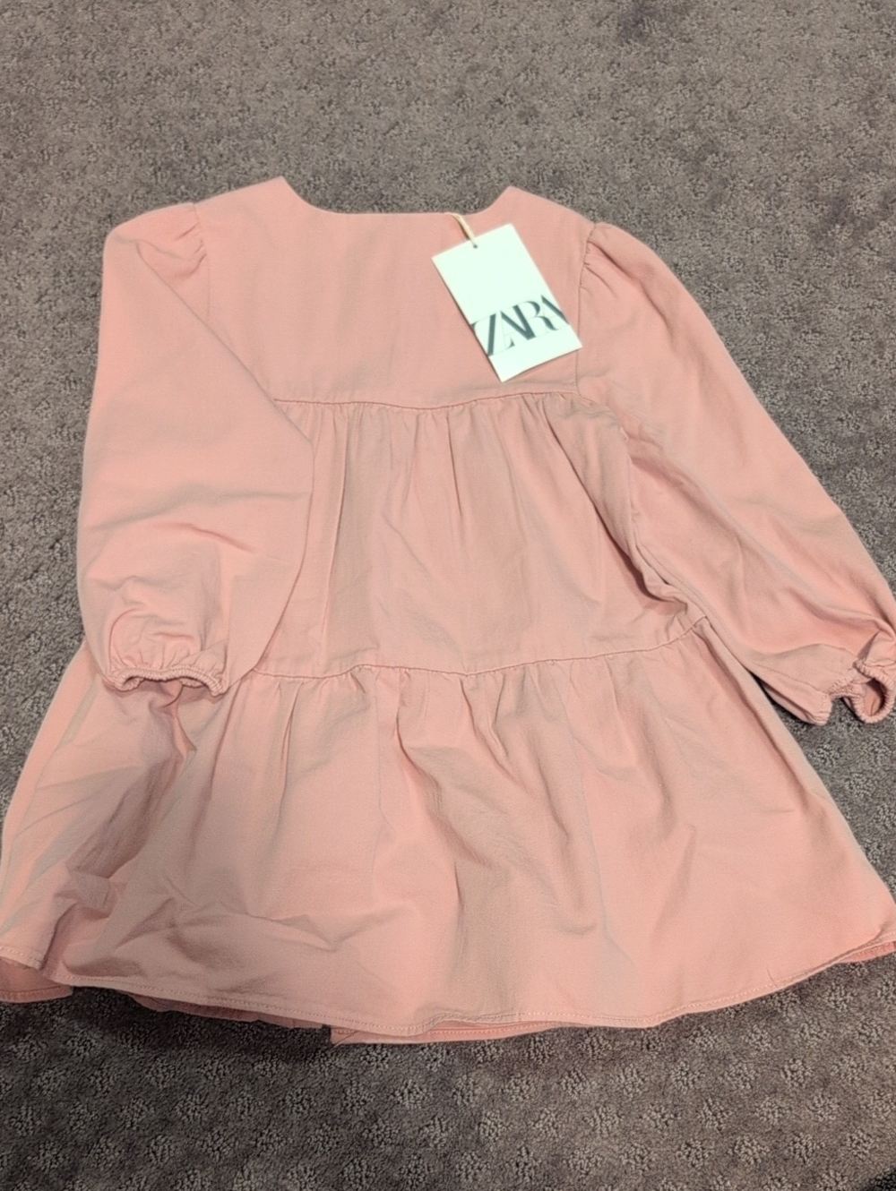 NWT!  Zara Kids Dusty Rose Tiered Long Sleeve Babydoll Dress - Size 3/4
